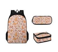 dfjjdhee Lot de 3 sacs à dos de camion grande capacité, cartable, sac à déjeuner isotherme et trousse à crayons, Corgi., Taille unique, Sacs à dos