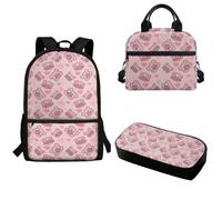 dfjjdhee Sac à dos dinosaure 3 pièces pour filles et garçons - Sac à dos étanche pour école primaire avec sac à déjeuner, trousse à crayons, sac à livres, fournitures préscolaires et maternelles,