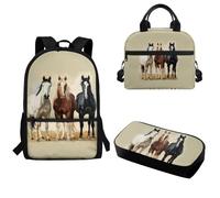 dfjjdhee Sac à dos dinosaure 3 pièces pour filles et garçons - Sac à dos étanche pour école primaire avec sac à déjeuner, trousse à crayons, sac à livres, fournitures préscolaires et maternelles,