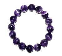 DFJMASFKOL Bracelet en améthyste de rêve de 14 mm pour homme et femme | Cristal violet naturel chakra couronne avec inclusions blanches - Grandes perles pour amateurs de cristal et taille XXL de