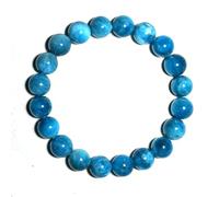 DFJMASFKOL Bracelet en apatite bleue unisexe de 10 mm | Pierre de cristal naturelle du troisième œil et du chakra de la gorge pour l'avenir, le Feng Shui, la méditation, la divination, les amulettes |