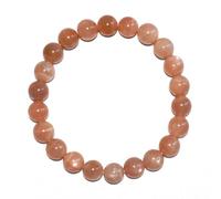 DFJMASFKOL Bracelets en pierre de soleil de 8 mm pour homme et femme | Pierre précieuse naturelle de lune orange pour cérémonie spirituelle et rituel | Apportez de la richesse | Bijoux extensibles en