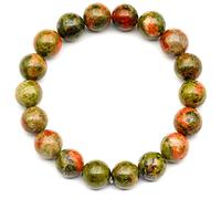 DFJMASFKOL ElisaJewelryArt - Bracelet en perles d'unakite naturelle - Véritable pierre de la renaissance - Bracelet extensible unisexe réglable (femme, unakite)
