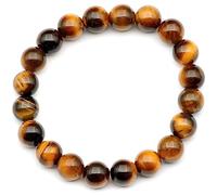 DFJMASFKOL ElisaJewelryArt Bracelet en perles œil de tigre naturel véritable Pierre de puissance Cristal Bracelet extensible unisexe réglable (homme, œil de tigre), Men, Pierre