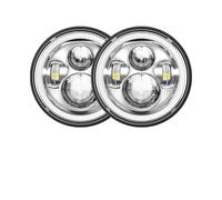 DFJOSF Feux Jour Avant Pour Nissan Pour Patrol Y60 4X4 7 Pouces Phare LED DRL Caches Phares Transparents(40w Halo LampSilver)