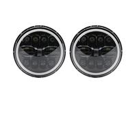 DFJOSF Feux Jour Avant Pour Nissan Pour Patrol Y60 Pour Safari 7 Pouces Phare 2x Voiture Led Salut/bas H4 Halo Angle Yeux DRL 1967-1981 Caches Phares Transparents(90w Halo lightBlackB)