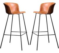 DFKGLCRR Tabourets de Bar en Cuir PU, tabourets de Bar pour comptoir, chaises de Bar pour îlot de Cuisine, Salon ou pub, capacité de 330 LB, Repose-Pieds (Brown-2ps,65cm)