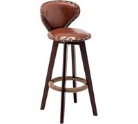 DFKGLCRR Tabourets de Bar Vintage pivotants à 360° avec Dossier et Repose-Pieds, revêtement en Cuir PU, Tabouret de comptoir Haut pour pub, Cuisine ou îlot Central. (70CM,H-1ps)