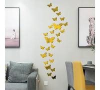 DFLINGA 75pcs Papillon Miroir Sticker Mural 3D DIY TV Fond Salon Autocollants Décoration Murale De Noël Chambre Salle De Bain Décoration De La Maison
