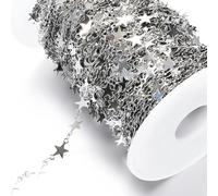 DFLINGA Chaîne en Acier Inoxydable doré de 5 mètres, chaîne épaisse en Forme d'étoile pour Collier, Bracelet, Fabrication de Bijoux, Bricolage, ne se décolore Pas