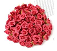 DFLINGA Lot de 50/100 Roses artificielles de 2 cm, pour décoration d'intérieur, Mariage, Couronne, Scrapbooking