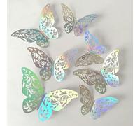 DFLINGA Lot de 60 Papillons argentés colorés 3D à Faire soi-même, décoration Murale Creuse pour Mariage, Festival, fête, Ballon