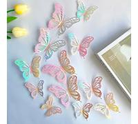 DFLINGA Lot de 72 Autocollants muraux en Cristal Effet 3D en Forme de Papillon pour Chambre d'enfant, Accessoires de Photographie, décoration de la Maison