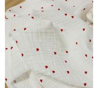 DFLINGA Tissu en Coton Double Gaze 135 x 50/100/200 cm pour bébé, Joli cœur, vêtements de Couchage, literie