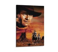 DFMY John Wayne Western Papier Peint Poster Toile Art Mural Esthétique Musique et Film Décoration Salon Chambre 30 x 45 cm Style Cadre