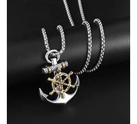 DFRIZ Collier Pendentif Bijoux Collier Vintage Homme Marine Pirate Ancre Pendentif Rudder Punk Bijoux Cadeau