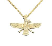 DFRIZ Collier Pendentif Bijoux Nouveaux Hommes Hip Hop Iran Faravahar Ahura Mazda zoroastrien Pendentif Collier Couleur Or Hommes Bijoux