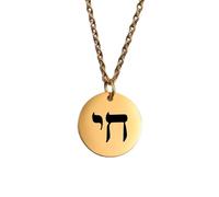 DFRIZ Collier Pendentif Bijoux Symbole juif Chai Collier Lettre hébraïque Pendentif Rond Colliers Choker pour Femmes Bijoux Vintage