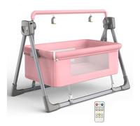 DFrywdgSEY Lit Berceau, Berceau Musical à 5 Vitesses + Bluetooth, Vitesses de balançoire, Carillon Vent Animal Suspendu for Poussette, adapté aux bébés 0 36 Mois, Rose(Pink)