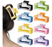 DFuniuxin Lot de 8 pinces à cheveux rectangulaires antidérapantes pour carnet de notes, couleurs arc-en-ciel, accessoires de cheveux pour femmes et filles, cadeau de fête