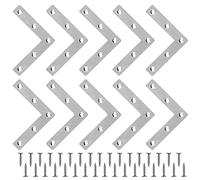 Dfuqanb 10 PiècesÉquerre d'Angle Plate, Équerre à Angle Plat(80*80*1.5mm), Épaise Équerres Plates en Forme de L, Equerre Plate en Forme de L, pour meubles, armoires, tables et chaises en bois