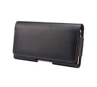 DFV mobile - Authentic Leather Horizontal Belt Clip Case pour Motorola Moto G34 (2023) - Black