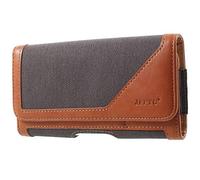 DFV mobile - Étui Horizontal Housse Clip Métal Ceinture Pince en Textile et Cuir pour iPhone 13 Pro Max (2021) - Marron