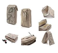 DFV mobile - Étui Housse Multiusages Plusieurs Compartiments Fermeture Éclair et Un Mousqueton Compatible avec Thuraya SG-2520 - Beige (16 x 9.5 cm)