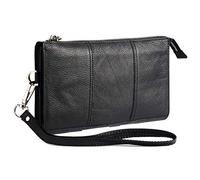 DFV mobile - Genuine Leather Case Handbag for Fly E145 TV - Black