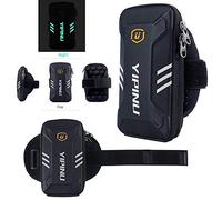 DFV mobile - Housse Étui Réfléchissant Étanche pour Brassard avec 2 Compartiments Sport Fitness Cyclisme Gym pour Oppo A9 (2019) - Noir