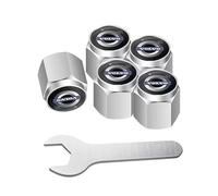 DFVBNH Auto Bouchon de Valve Voiture pour Volvo XC60 2017-2023, Bouchon Valve Pneu Voiture Bouchons de Valve Capuchon Antipoussière de Roue Aluminium Accessoires,Silver-5PCS