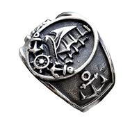 DFWY Anneau D'ancre de Navire Viking pour Homme - Anneau en Acier Inoxydable pour Voilier de Pirate Vintage Nordique - Fait À la Main Boussole Chevalière Gothique Punk Biker Halloween Bijoux(13)