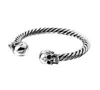 DFWY Bracelet Manchette Tête de Mort en Acier Inoxydable pour Homme - Tête de Mort Viking Punk Gothique Bracelet Ajustable - Gothique Vintage Hip Hop Mode Halloween Bracelet Bijoux