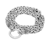 DFWY Collier À Maillons de Chaîne Byzantine pour Hommes - Chaîne de Tête de Loup en Acier Inoxydable de 7 Mm - Collier D'amulette de Loup Viking Nordique Fait À la Main Bijoux Motard Vintage