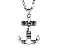 DFWY Collier Ancre pour Homme - Collier Pendentif Ancre en Acier Inoxydable Viking Nordique - Fait Main Classique Vintage Nautique Pirate Bijoux Marin Cadeau Fête des Pères