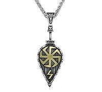 DFWY Collier Pendentif Bouclier Slave Viking, Hommes Femmes en Acier Inoxydable Kolovrat Symbole Amulette Bijoux, Protection Nordique Celtique Païenne Accessoires Scandinaves