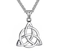 DFWY Collier Pendentif Triquetra Acier Inoxydable Nœud Celtique pour Homme Femme-Vintage Hollow Out Irish Knot Amulet Clavicle Chain - Bijoux en Collier Nœuds Nœuds en Métal Faits À la Main