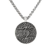 DFWY Collier Pendentif Viking Tree of Life en Acier Inoxydable for Hommes, Mythologie Nordique Yggdrasil Totem Amulette Bijoux, Pull Vintage Poli À la Main Accessoire de Chaîne Clavicule