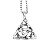 DFWY Colliers Pendentif Serpent Viking avec Nœud Celtique pour Homme - Amulette Nordique en Acier Inoxydable avec Nœud Ouroboros Triquetra - Bijoux Irlandais À la Mode Vintage Hip Hop Punk