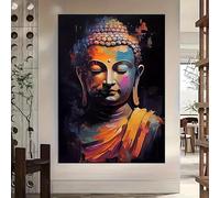 DFZEWKI 1 toile imprimée représentant un Bouddha vibrant, style graffiti abstrait moderne, décoration murale pour salon ou chambre (60 x 80 cm/sans cadre)