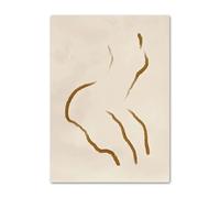 DFZEWKI Affiche abstraite représentant un visage, des lignes et des feuilles géométriques - Peinture sur toile - Affiche et impression pour le mur du salon (50 x 70 cm (20 x 28 pouces) / Sans cadre)