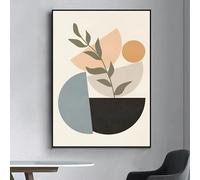 DFZEWKI Affiche décorative moderne représentant des plantes vertes, des feuilles et du soleil, idéale pour un salon ou un bar. Peinture décorative vintage (30 x 45 cm/sans cadre).