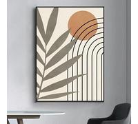 DFZEWKI Affiche décorative moderne représentant des plantes vertes, des feuilles et du soleil, idéale pour un salon ou un bar. Peinture décorative vintage (30 x 45 cm/sans cadre).