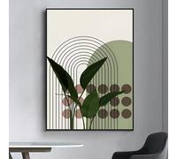 DFZEWKI Affiche décorative moderne représentant des plantes vertes, des feuilles et du soleil, idéale pour un salon ou un bar. Style vintage. Dimensions : 30 x 40 cm (12 x 16 pouces), sans cadre.