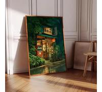 DFZEWKI Affiche sur toile représentant une scène de café de rue avec des vélos, idéale pour décorer votre salon (40 x 50 cm/sans cadre).