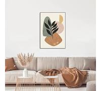 DFZEWKI Affiches et impressions d'art mural abstrait de style bohème, représentant des feuilles de plantes, des lignes et du soleil, pour la décoration du salon (40 x 60 cm (16 x 24 po) / Sans cadre)