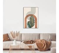 DFZEWKI Affiches et impressions d'art mural abstrait de style bohème, représentant des feuilles de plantes, des lignes et du soleil, pour la décoration du salon (60 x 80 cm (24 x 31 po) / Sans cadre)