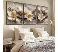 DFZEWKI Ensemble de fleurs vintage avec toile murale décorative pour bureau, maison ou chambre (70 x 100 cm x 3 / Sans cadre)