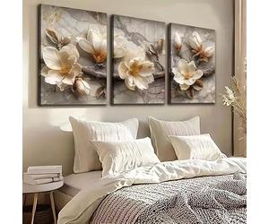 DFZEWKI Ensemble de fleurs vintage avec toile murale décorative pour bureau, maison ou chambre (70 x 100 cm x 3 / Sans cadre)