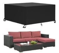 DFZEWKI Housse Salon de Jardin Exterieur, Imperméable, Anti-UV, 420D Tissu Oxford Bâche de Protection pour Table et Meubles de Patio, Noir 160x130x100cm